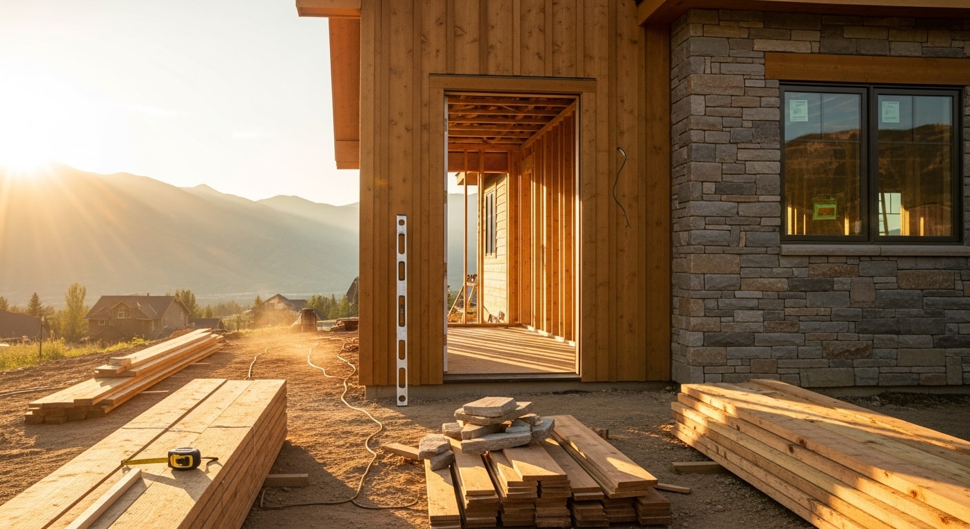 New home addition with matching exterior and integrated roofline
