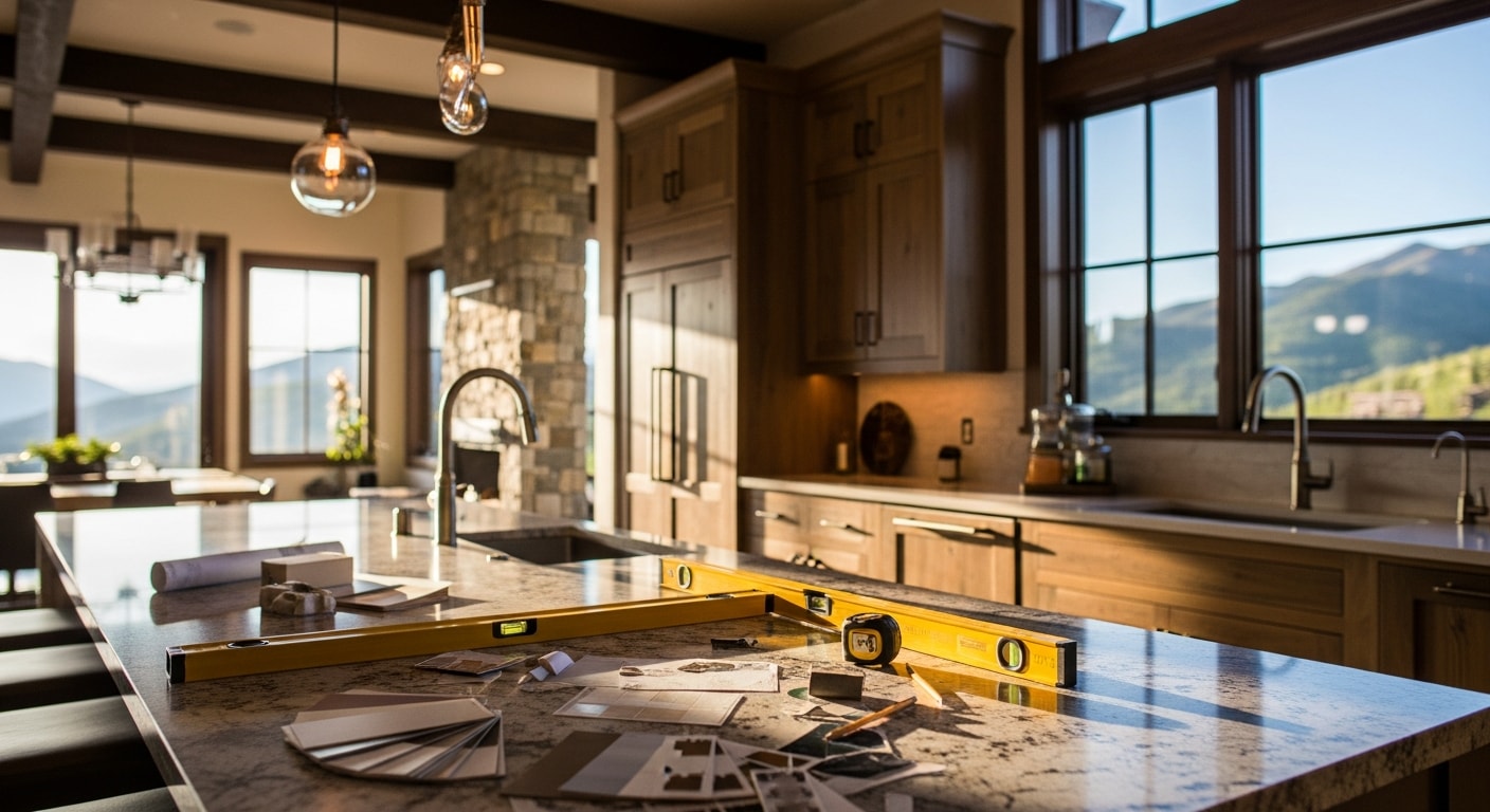Modern kitchen remodel with custom cabinets and granite countertops