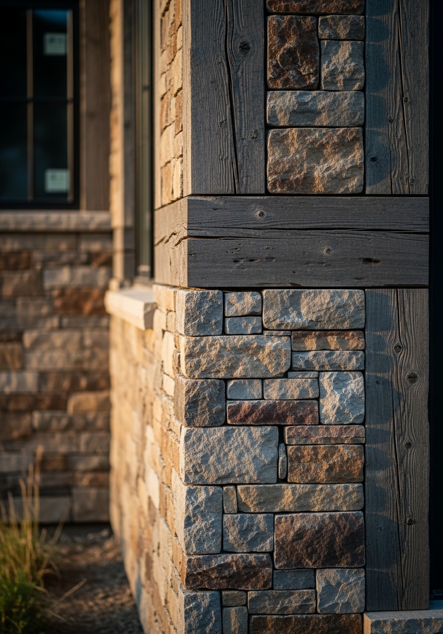 Close-up of quality craftsmanship on a Park City residential exterior, showing attention to detail and mountain-grade materials.